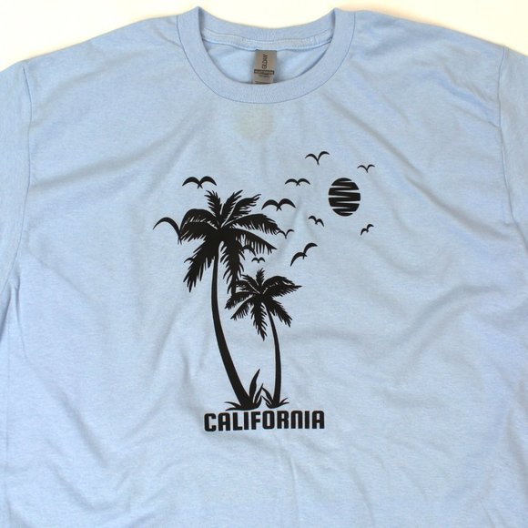 SV-California | light blu | Men's Short Sleeve T-Shirt Casual Graphic Tees | NEW - Picture 2 of 3